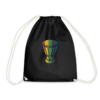 Djembe Bongos Junkies Afrikanische Drum Trommel - Turnbeutel - Schwarz - Vorne