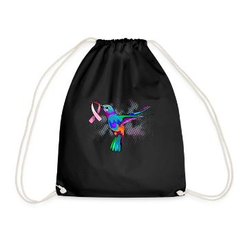 Hummingbird Breast Cancer Awareness Month Pink Rib - Turnbeutel - Schwarz - Vorne