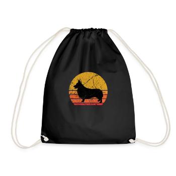 Rétro Soleil Corgi chien cadeau - Sac de sport léger - noir - Devant