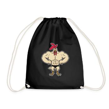 Bodybuilding rooster defined muscles - Drawstring Bag - black - Front