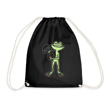 Bodybuilding frog fitness dumbbell - Drawstring Bag - black - Front