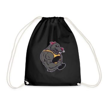 Bodybuilding rat fitness dumbbell muscles - Drawstring Bag - black - Front