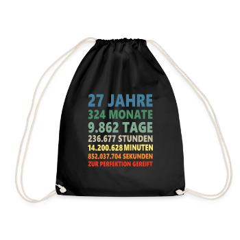 27. Geburtstag 27 Jahre 27ter Geburtstagsgeschenk - Turnbeutel - Schwarz - Vorne