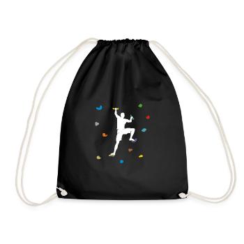 Bouldern Boulderhalle Wand Geschenk - Turnbeutel - Schwarz - Vorne
