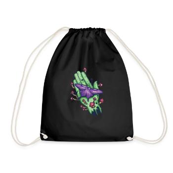 Butterfly Shroom Psychedelic Mushrooms Gift - Drawstring Bag - black - Front