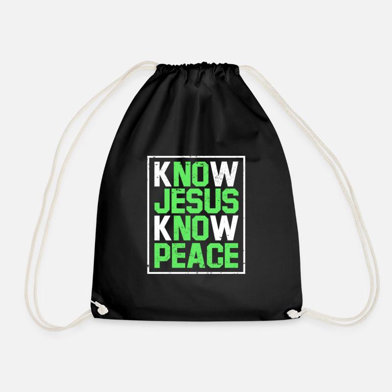 Christian Jesus Bible Verse Know Jesus Know Peace - Turnbeutel - Schwarz