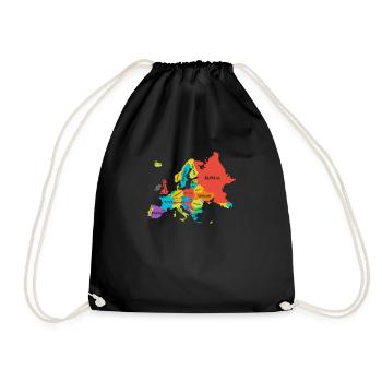 Europe Map Countries Geography - Drawstring Bag - black - Front