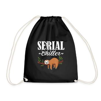 Serial Chiller Funny Lazy Sloth T-Shirt - Turnbeutel - Schwarz - Vorne