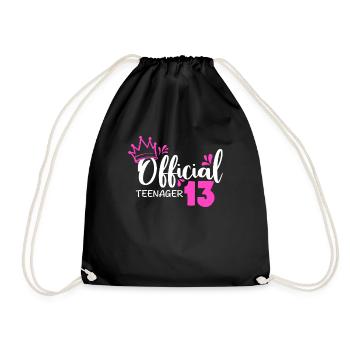 Official Teenager 13. Geburtstag Mädchen - Turnbeutel - Schwarz - Vorne
