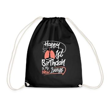 Lung Transplant Recipient Anniversary design 1st - Drawstring Bag - black - Front