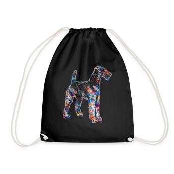 Airedale Terrier Geometrische Hemden - Turnbeutel - Schwarz - Vorne