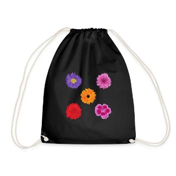 Flowers motif set - Drawstring Bag - black - Front