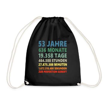 53. Geburtstag 53 Jahre 53ter Geburtstagsgeschenk - Turnbeutel - Schwarz - Vorne