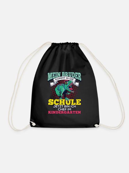 Einschulung Geschwister Geschenk Bruder Dino T-Rex - Turnbeutel - Schwarz