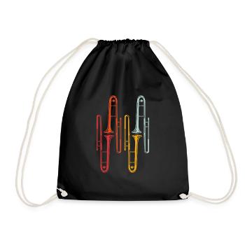 Trombone Instrument - Drawstring Bag - black - Front
