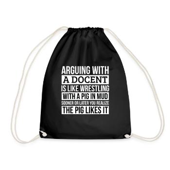 Chemise Docent, comme se disputer avec un cochon dans la boue - Sac de sport léger - noir - Devant