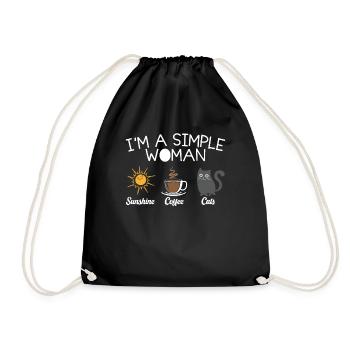 Cats Shirt - Sun Coffee Cat - Drawstring Bag - black - Front