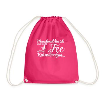 Fee Katastrofee Katastrophe Wortspiel lustig - Turnbeutel - Fuchsia - Vorne
