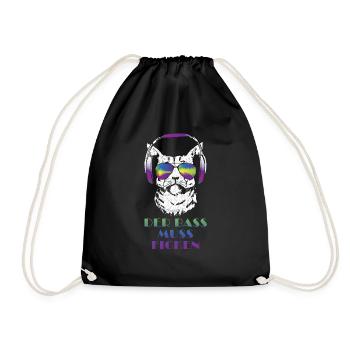 Coole Musik Katze Techno Cat Geschenk - Turnbeutel - Schwarz - Vorne