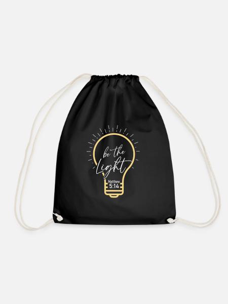 Christian Shirts Be The Light Matthew 514 - Turnbeutel - Schwarz