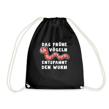 lustiger Spruch, versaut, Wurm Vögeln Geschenkidee - Turnbeutel - Schwarz - Vorne