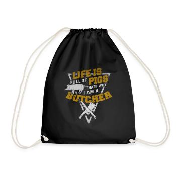 Boucher la viande boucher saucisse porc - Sac de sport léger - noir - Devant