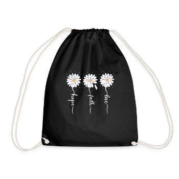 faith hope love daisies - Drawstring Bag - black - Front