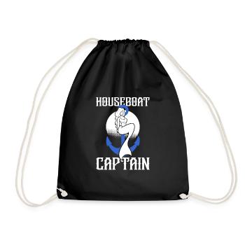 Houseboat Captain Mermaid Boating Captain Anchor - Drawstring Bag - black - Front