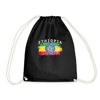 Ethiopia flag vintage gift - Drawstring Bag - black - Front