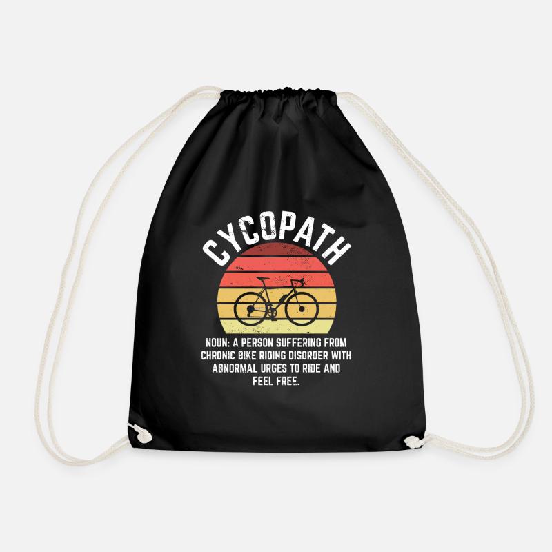 Cycopath Funny Cycling and Bicycle Riders Bike - Drawstring Bag - black