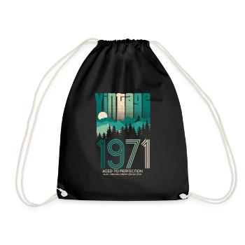 Vintage 1971 50th Birthday Fiftieth Gift - Drawstring Bag - black - Front