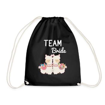 Team Bride Bride Alpaca Llama Alpaca JGA Party - Drawstring Bag - black - Front