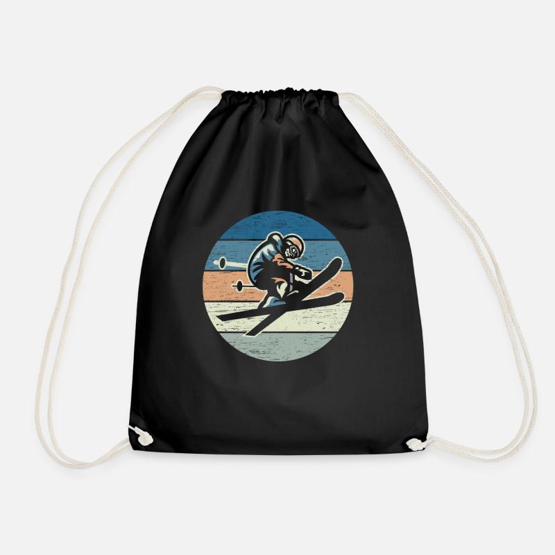 Ski Fahrer Vintage - Turnbeutel - Schwarz