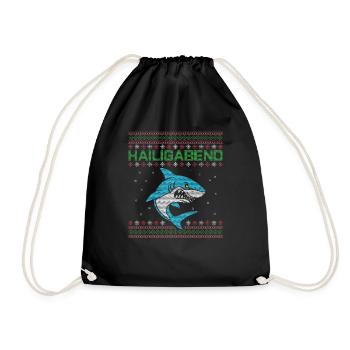 Weihnachten Angeln Angler Fischen Ugly Xmas - Turnbeutel - Schwarz - Vorne