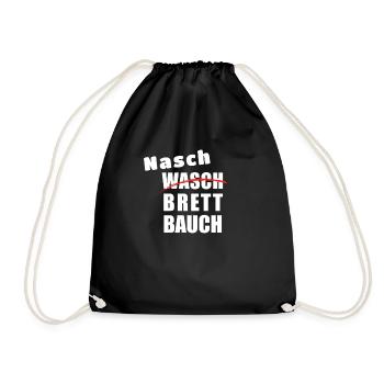 Naschbrettbauch Waschbrettbauch Lustiger Humor - Turnbeutel - Schwarz - Vorne
