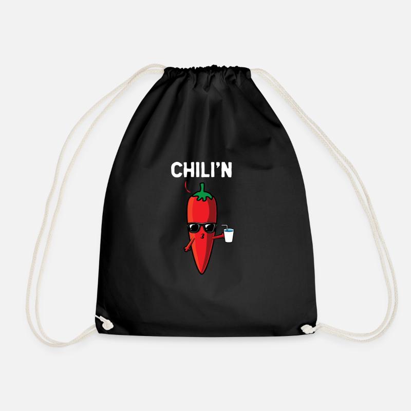 Lustiges Chili-Pfeffer-Hemd - Chilli Pun T-Shirt - C. - Turnbeutel - Schwarz