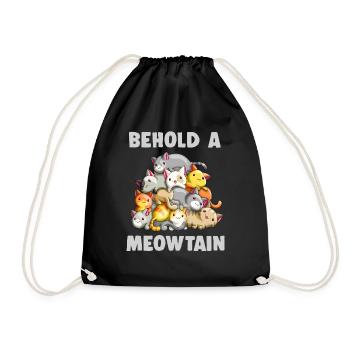 Sehen Sie eine Meowtain Funny Kawaii Cat Mountain Kitty - Turnbeutel - Schwarz - Vorne