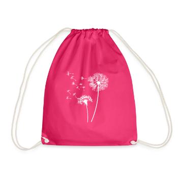 pusteblume shirt Damen Geschenk Blumenmotiv - Turnbeutel - Fuchsia - Vorne