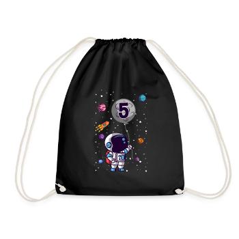 Astronaut 5. Geburtstag Weltraum Für Jungen - Turnbeutel - Schwarz - Vorne