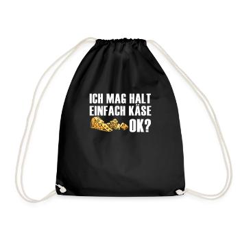 Lustige Käse Liebe Cheese Geschenk Sprüche - Turnbeutel - Schwarz - Vorne