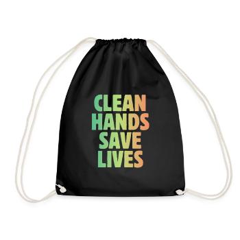 Germ-phobic clean hands save lives Quarantine-Hy - Drawstring Bag - black - Front