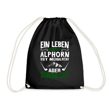 Ein Leben ohne Alphorn - Alphornbläser Alpenmusik - Turnbeutel - Schwarz - Vorne