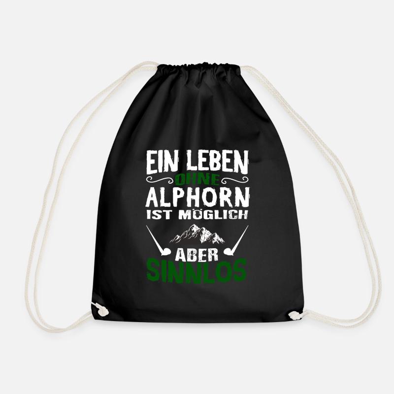 Ein Leben ohne Alphorn - Alphornbläser Alpenmusik - Turnbeutel - Schwarz