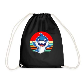 Bébé requin vintage mignon requin rétro rire cadeau - Sac de sport léger - noir - Devant