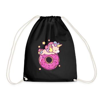 Mignon Licorne Donut Filles Enfants - Sac de sport léger - noir - Devant