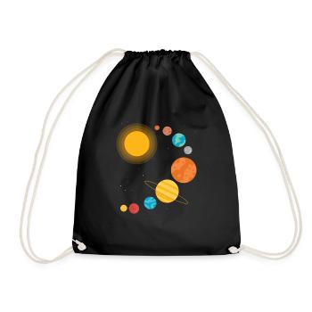 NASA Sonnensystem Klassisch Weltraum Geschenkidee - Turnbeutel - Schwarz - Vorne
