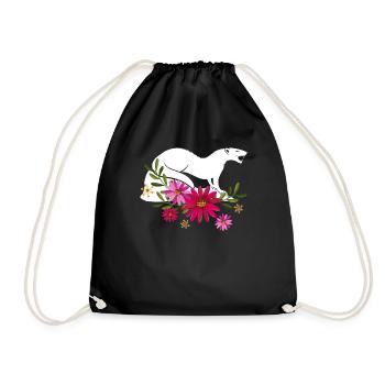 Mongoose With Flowers - Drawstring Bag - black - Front