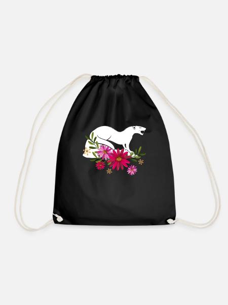 Mungo mit Blumen - Turnbeutel - Schwarz