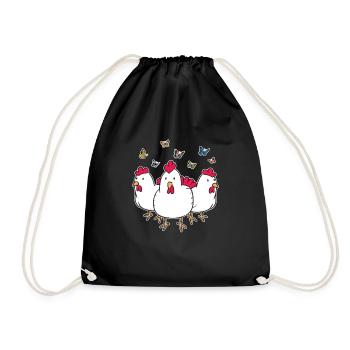Chicken chickens farm - Drawstring Bag - black - Front