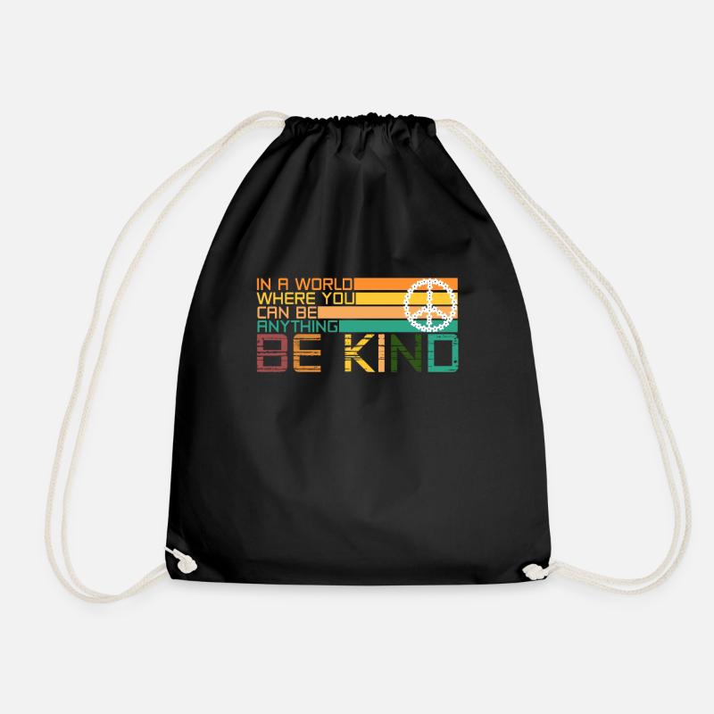 Hippie Spruch Be Kind Lifestyle - Turnbeutel - Schwarz